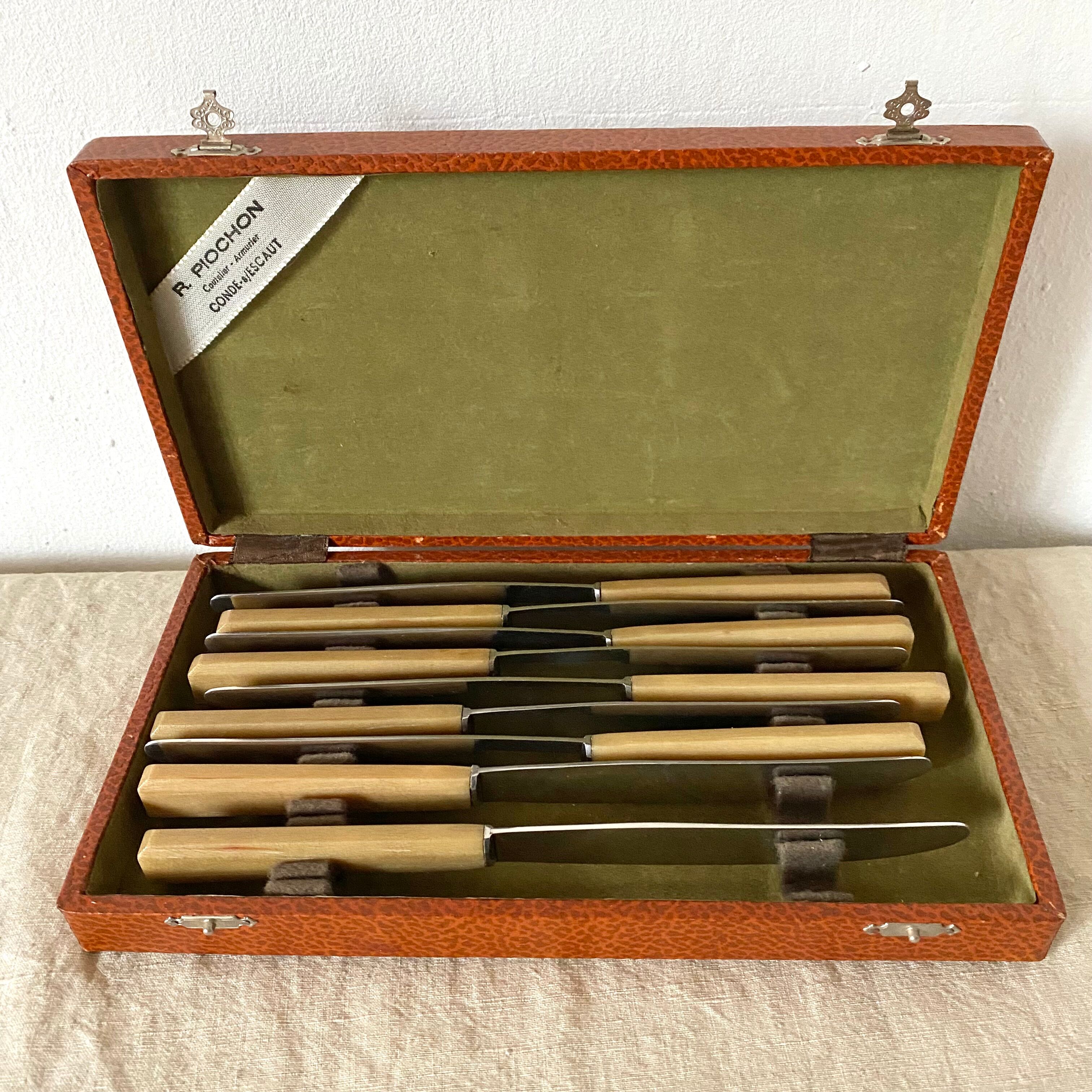 Couteaux en inox et résine vintage
