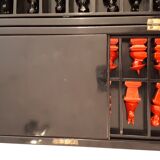 Chess in chinese lacquer red and black, chinese parts