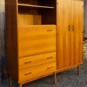 Combined modernist secretary, shelves, closet, wardrobe, vintage, 60s