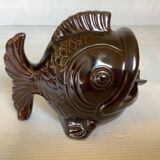 Brown ceramic fish ashtray