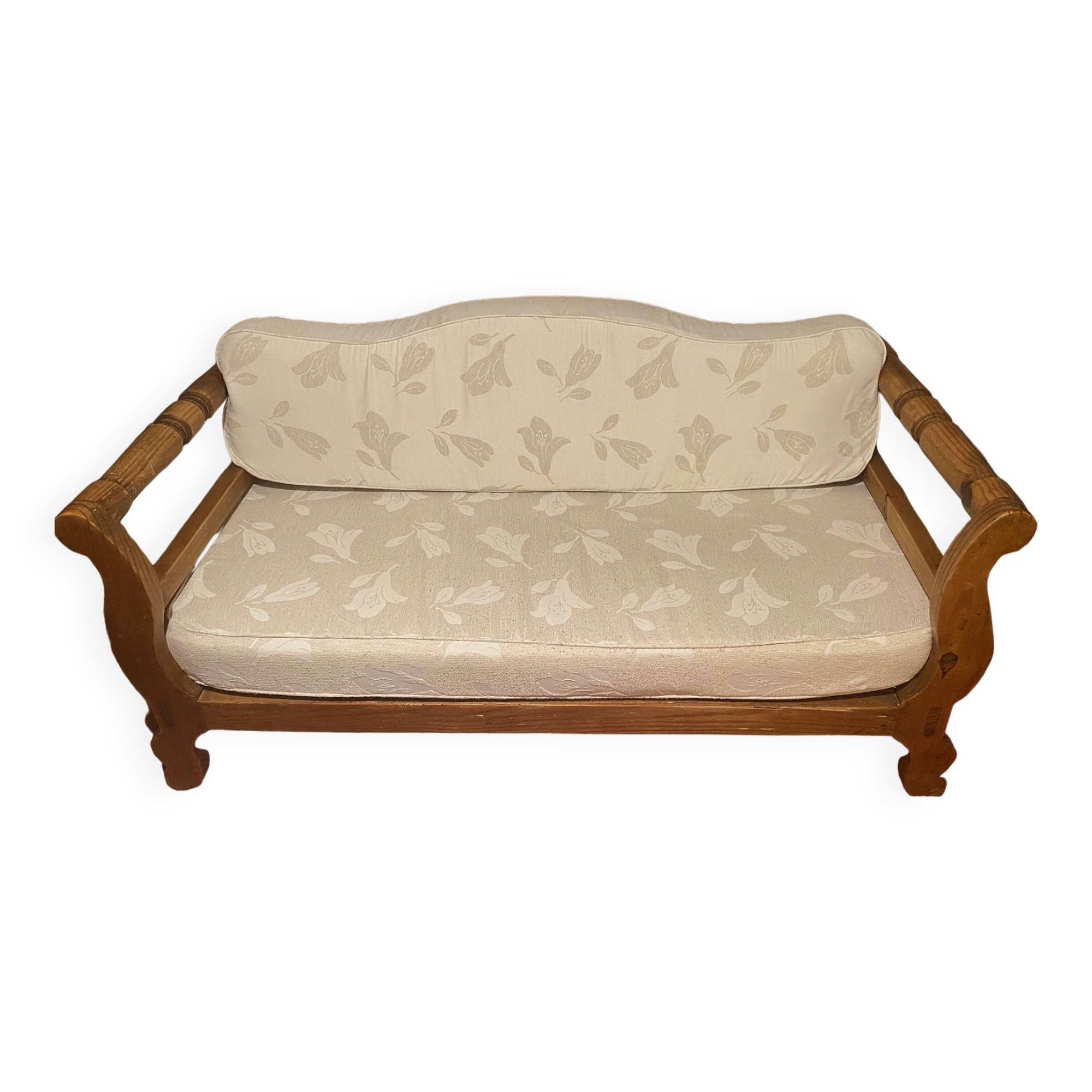 Two-seater sofa in exotic wood, Mexican style