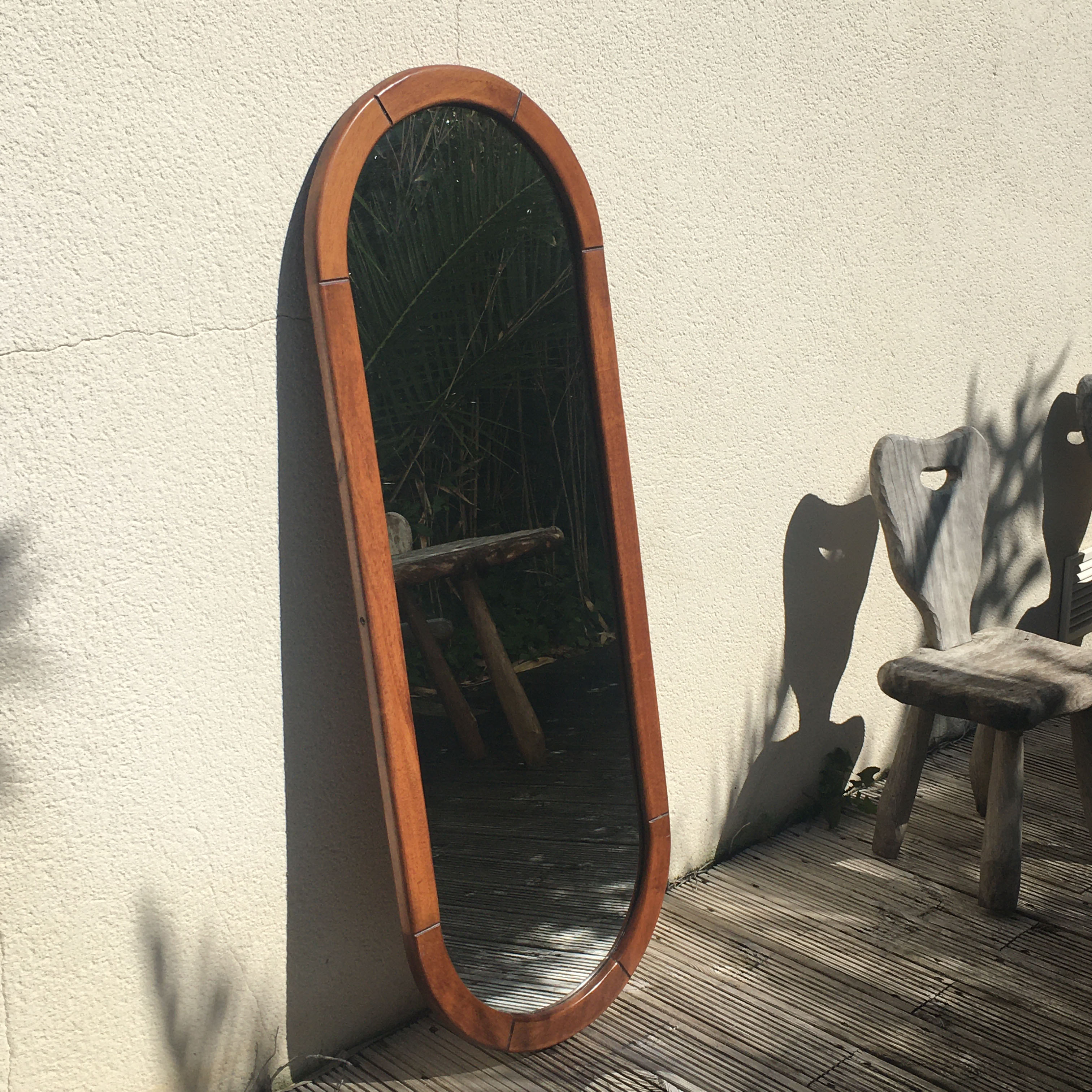 Miroir ovale en bois 148cm