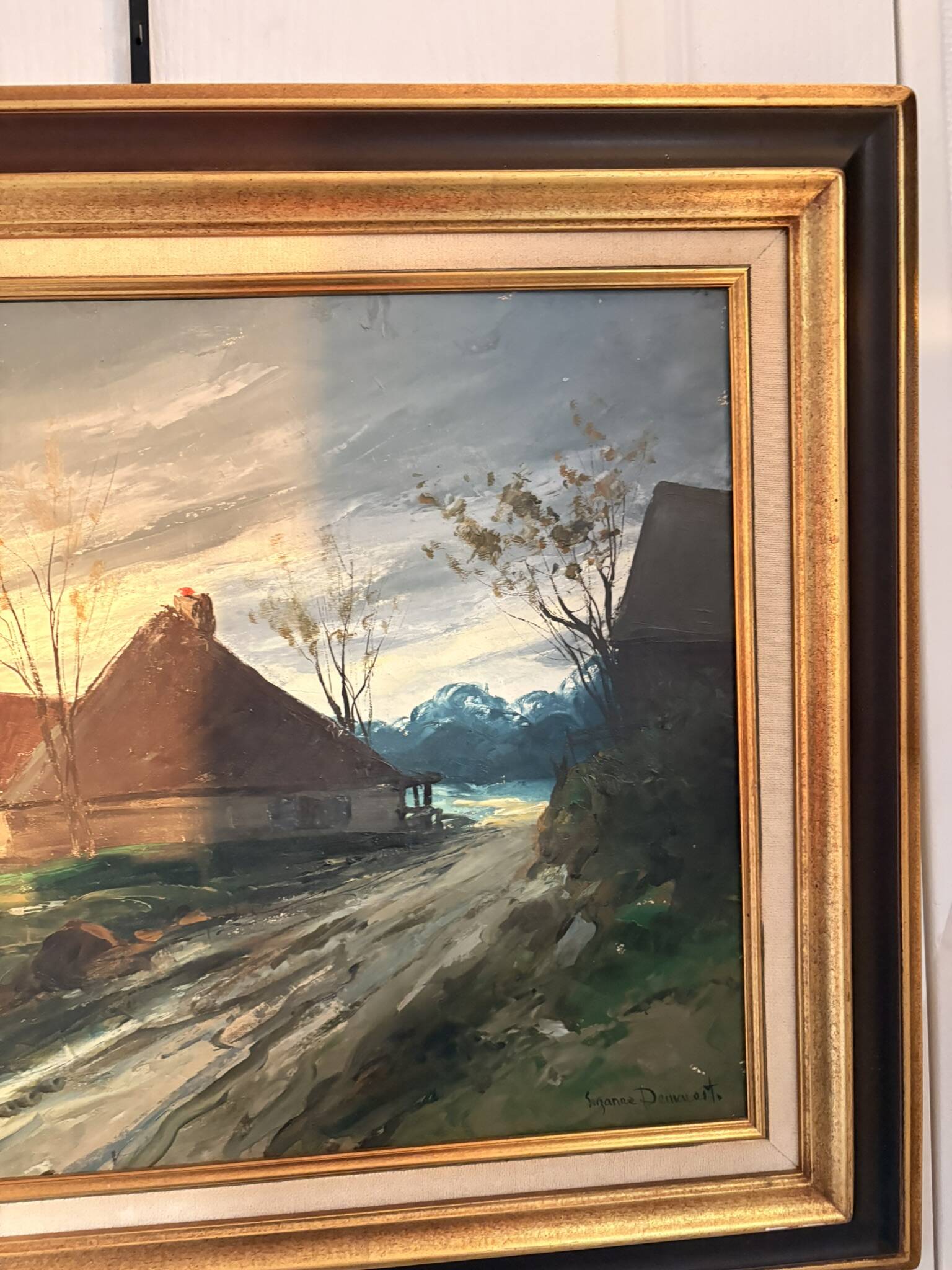 Oil Painting Canvas DEMAREST House Path Forest Landscape River