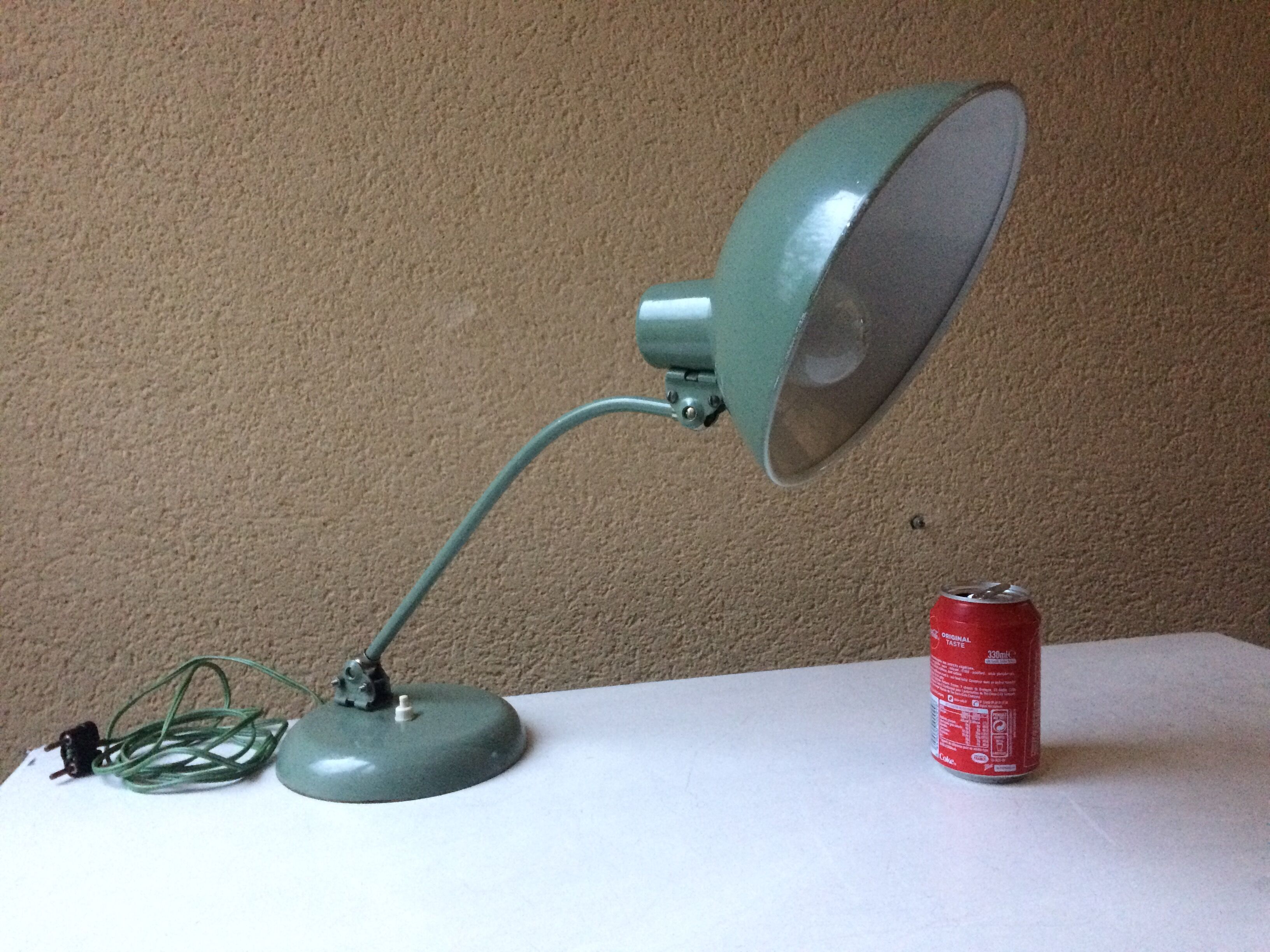Lampe de bureau atelier industriel manufrance vintage vert