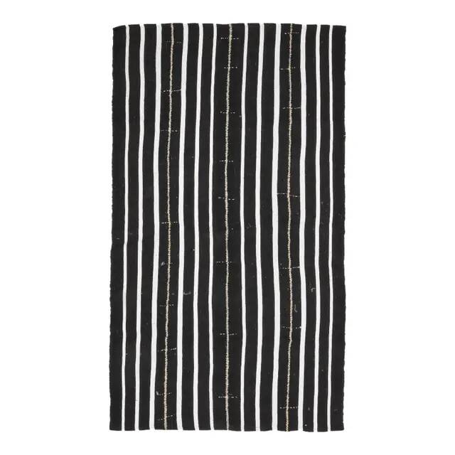 Striped Kilim Black White Vintage Handmade Area Rug  148x261