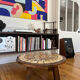 Round coffee table in ceramic and wood in the style of Roger Capron.