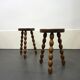 Pair of turned stools in brutalist style