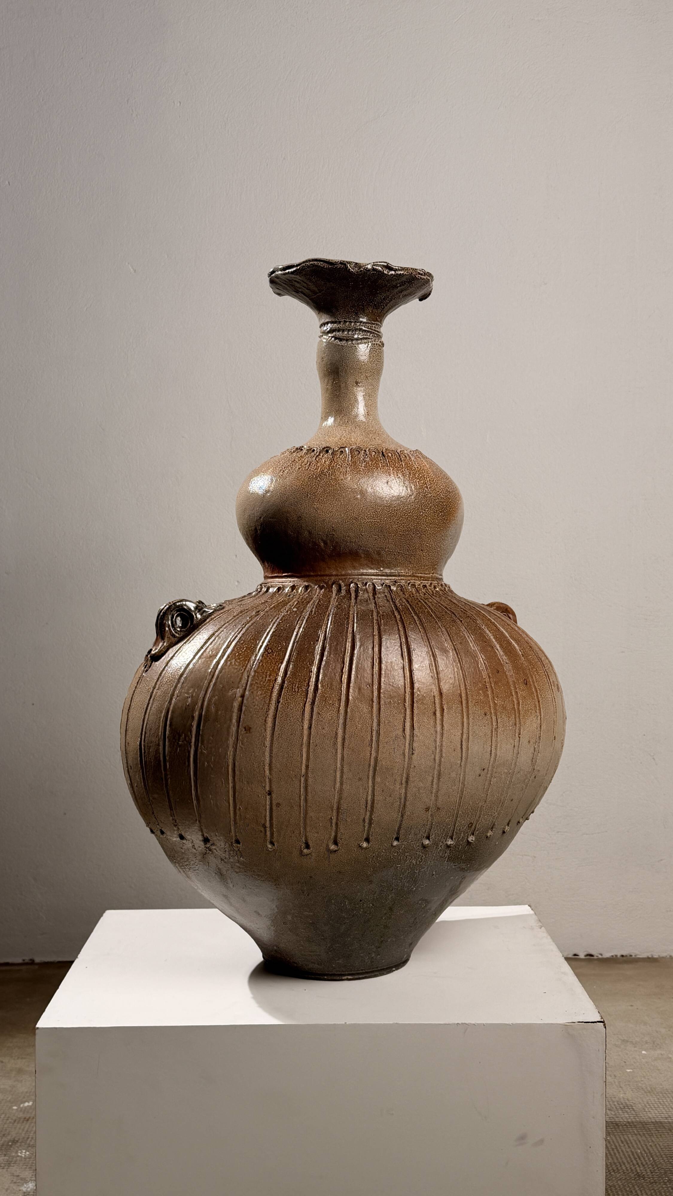 Monumental handled vase by Gustave Tiffoche