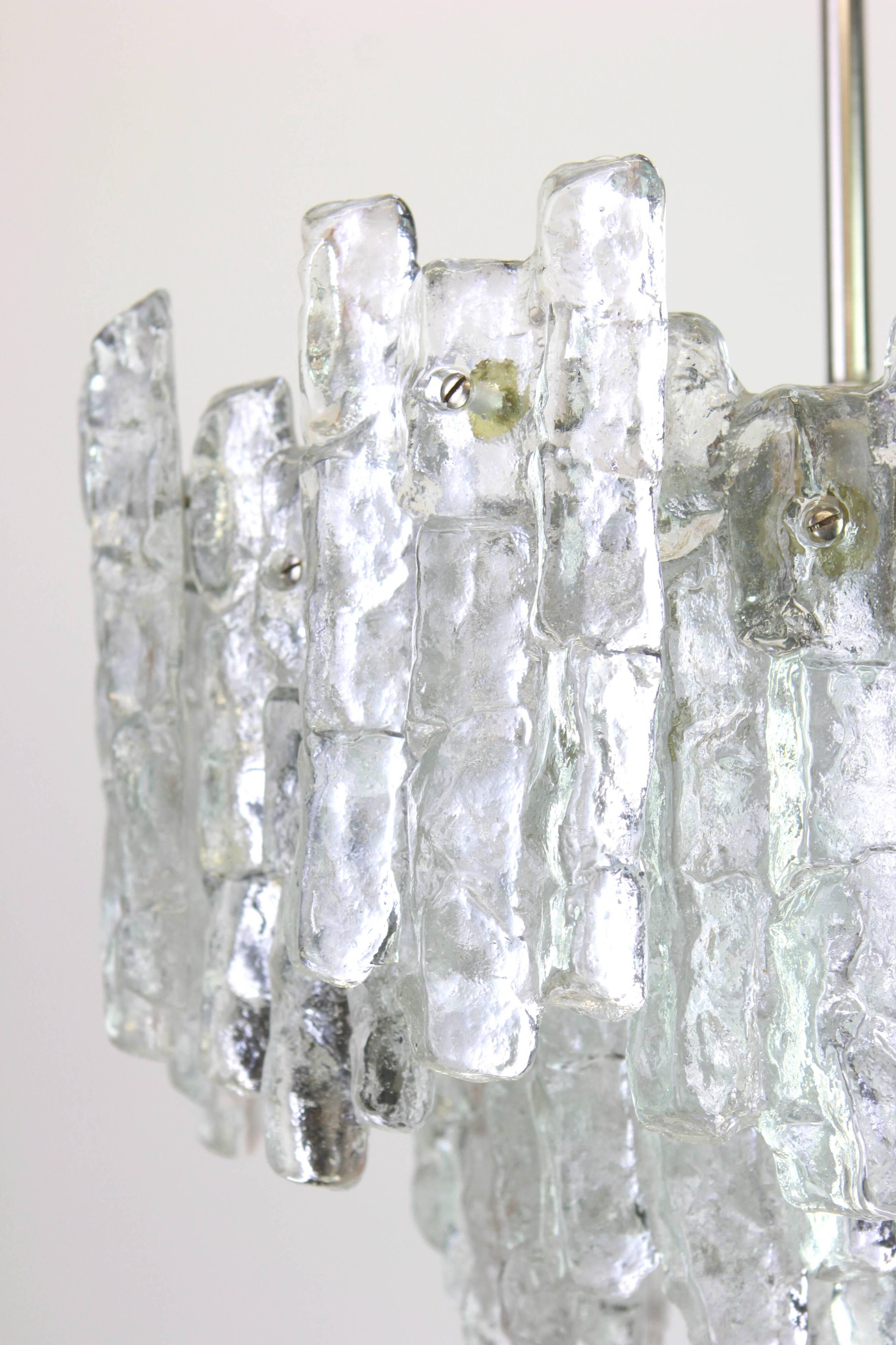 Large frosted glass chandelier from Murano by Kalmar, Austria, 1960s.