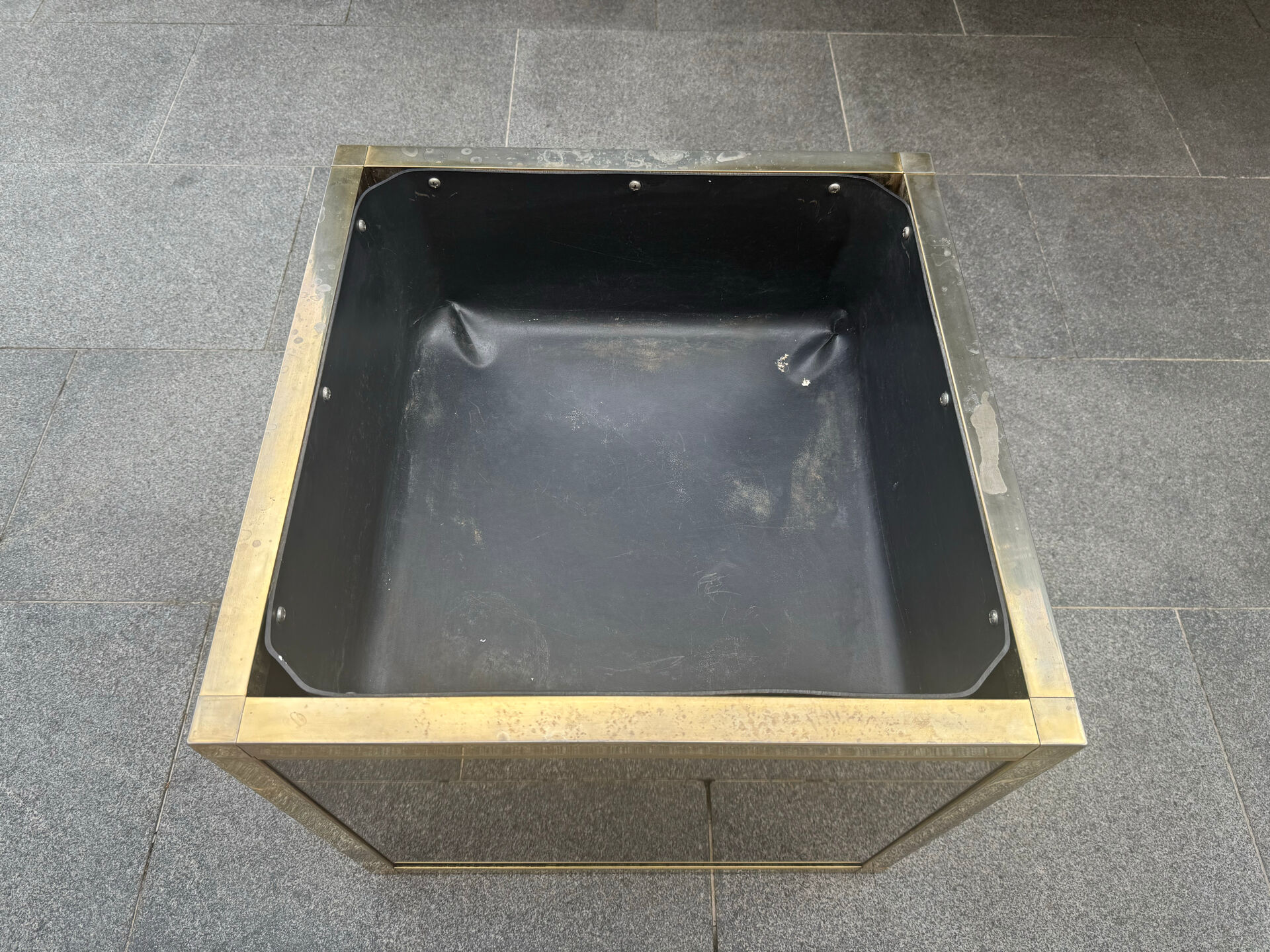 Jardinière métal dorée miroir Italie 1970