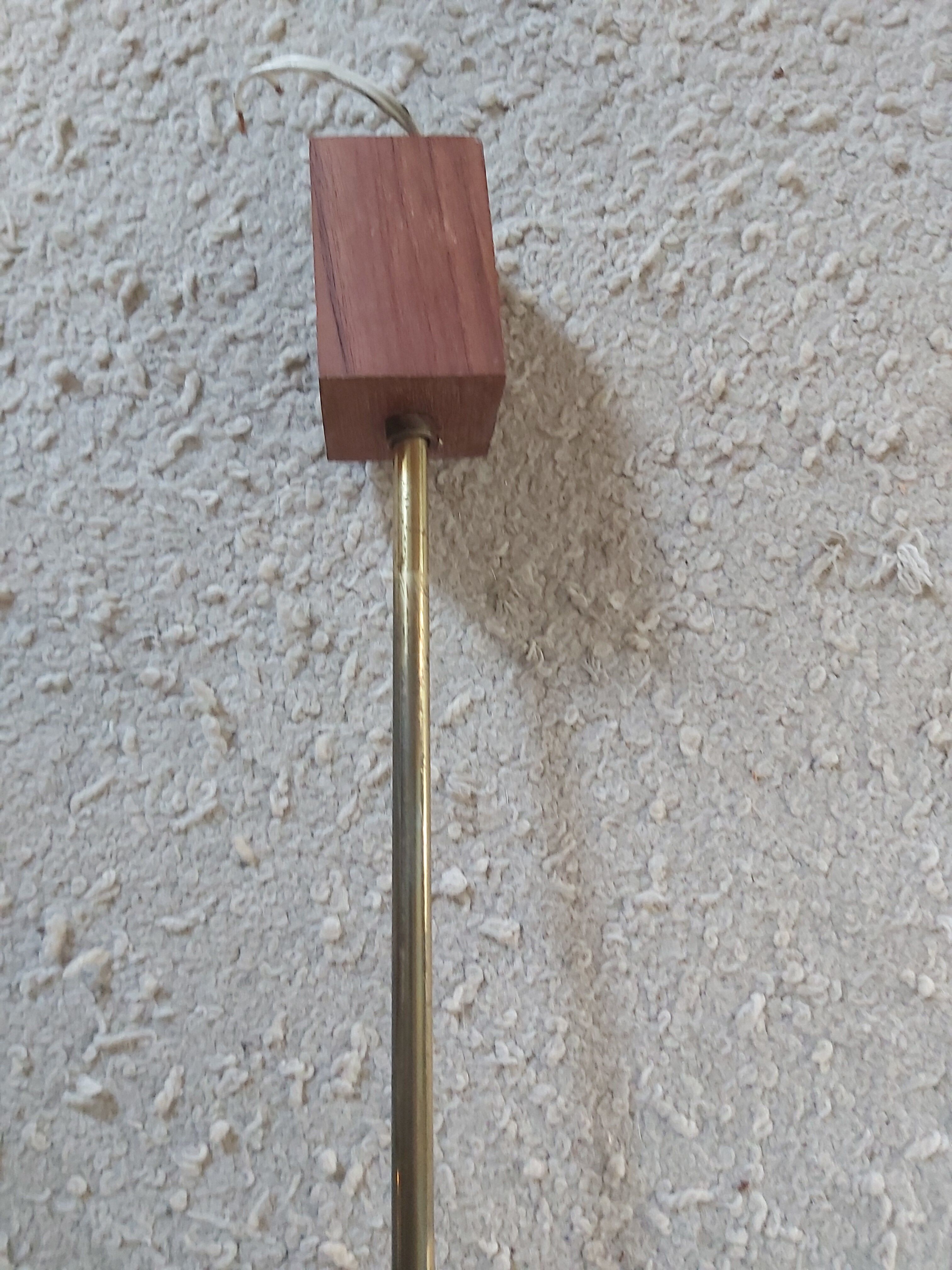Hanging 3 teak and vintage perspex lights