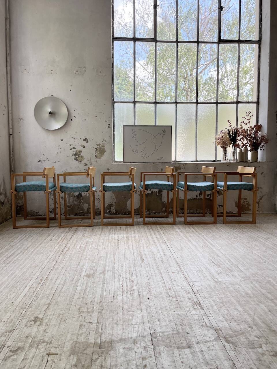 Set of 6 oak chairs with armrests Ate Van Apeldoorn