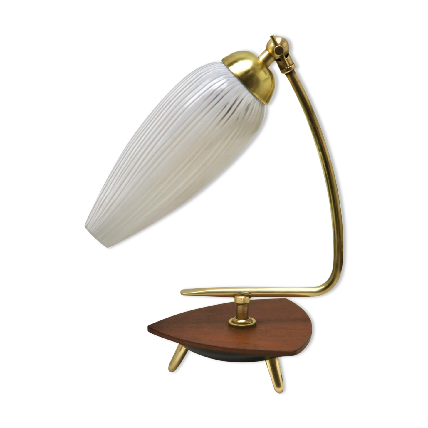 Vintage lamp with white glass lampshade and brass fitting