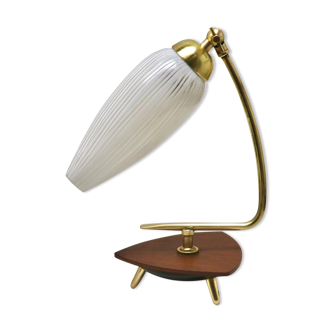 Vintage lamp with white glass lampshade and brass fitting