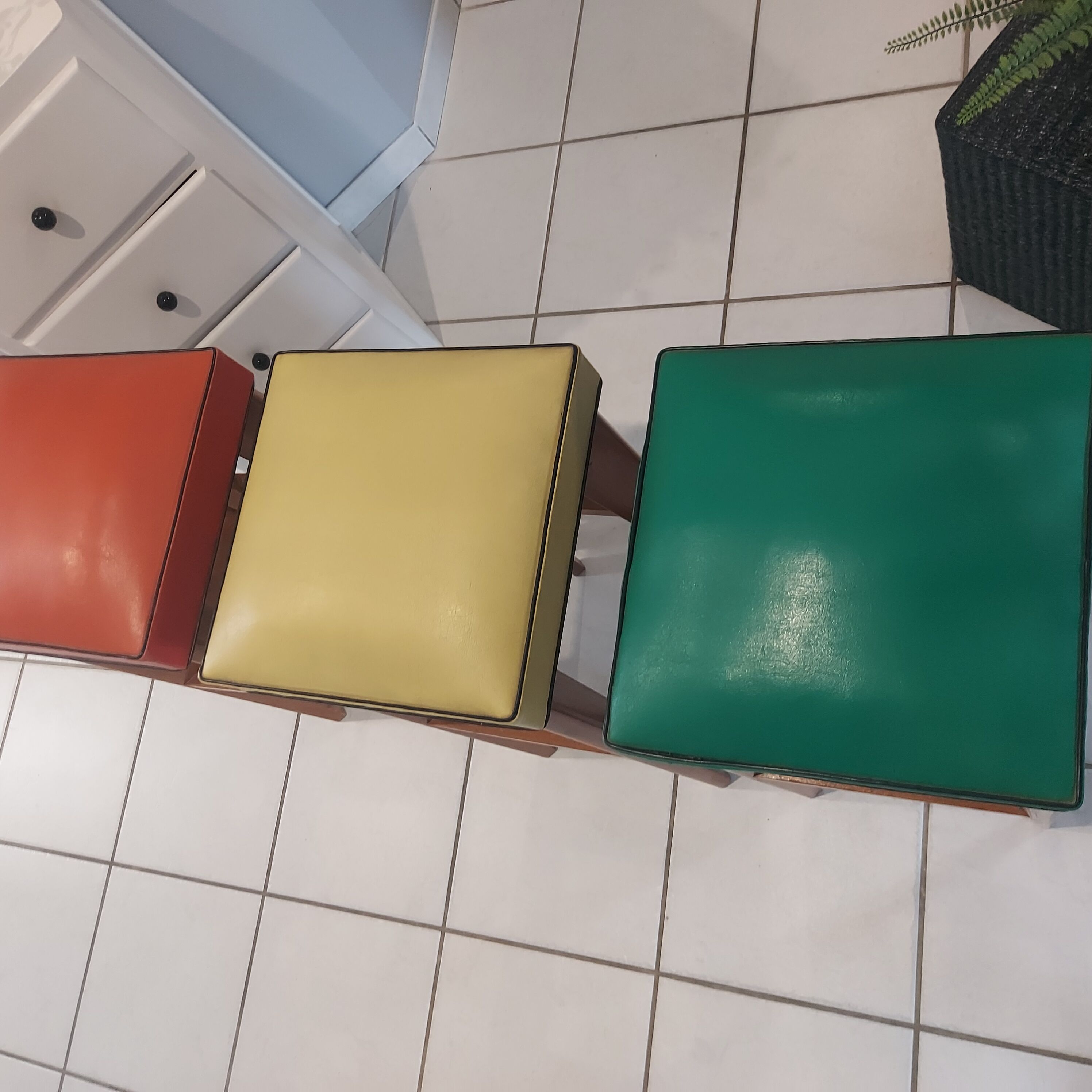 Suite of 3 bar stools Vintage Bistrot 1960s