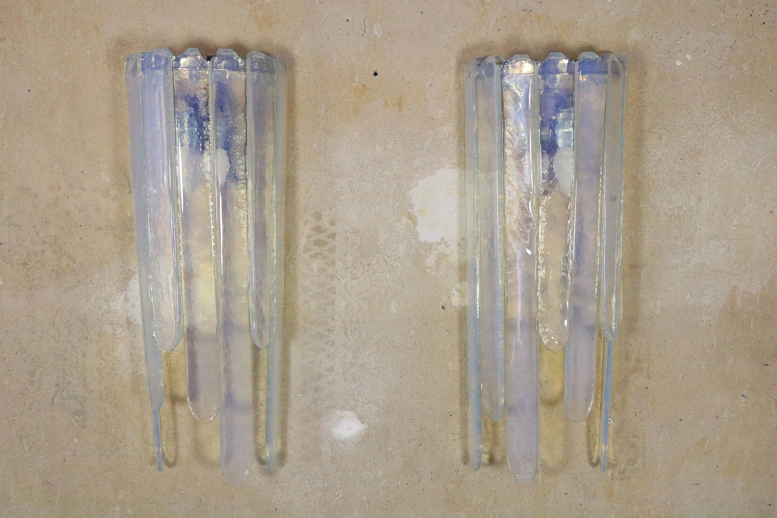 Wall light by Carlo Nason for Mazzega, Cascade, Glacier Blue, 1970s, 1/2