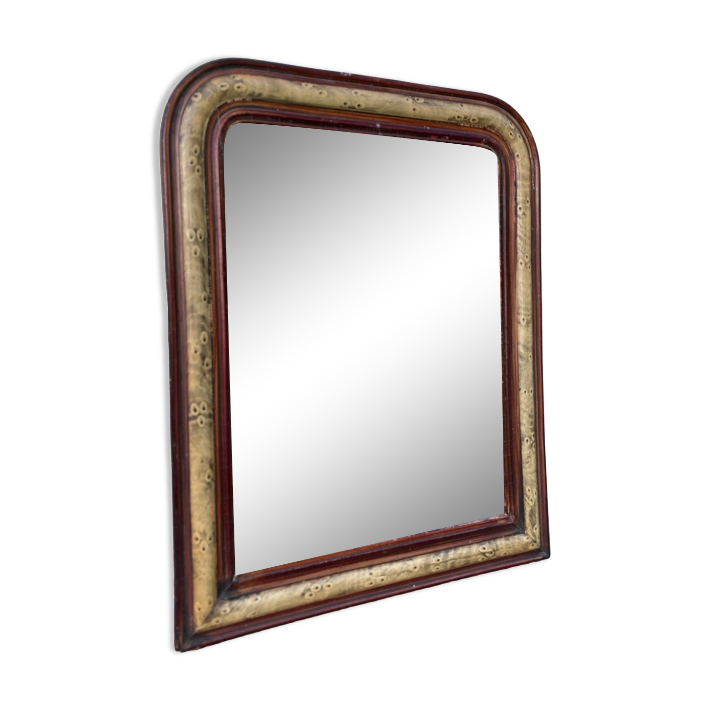 Mirror louis philippe old nineteenth in brown and beige wood