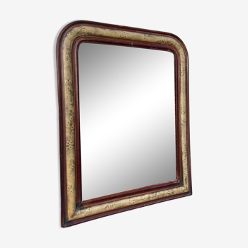 Miroir louis philippe ancien xixème en bois marron et beige