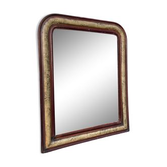 Miroir louis philippe ancien xixème en bois marron et beige