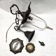 Antique French Victorian style bronze and purple glass pendant light
