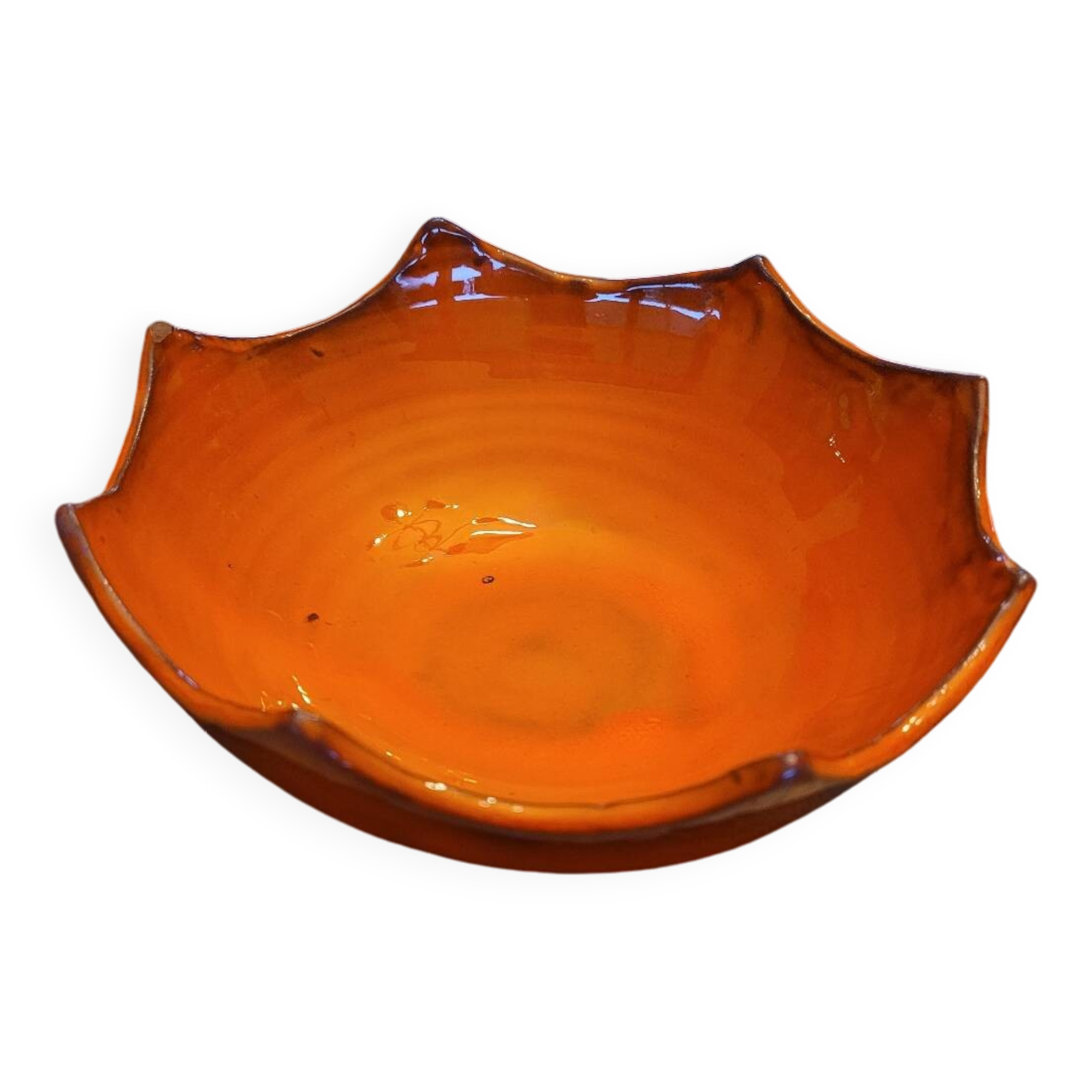 Orange ceramic star-shaped empty bowl