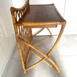Bamboo and rattan desk and stool