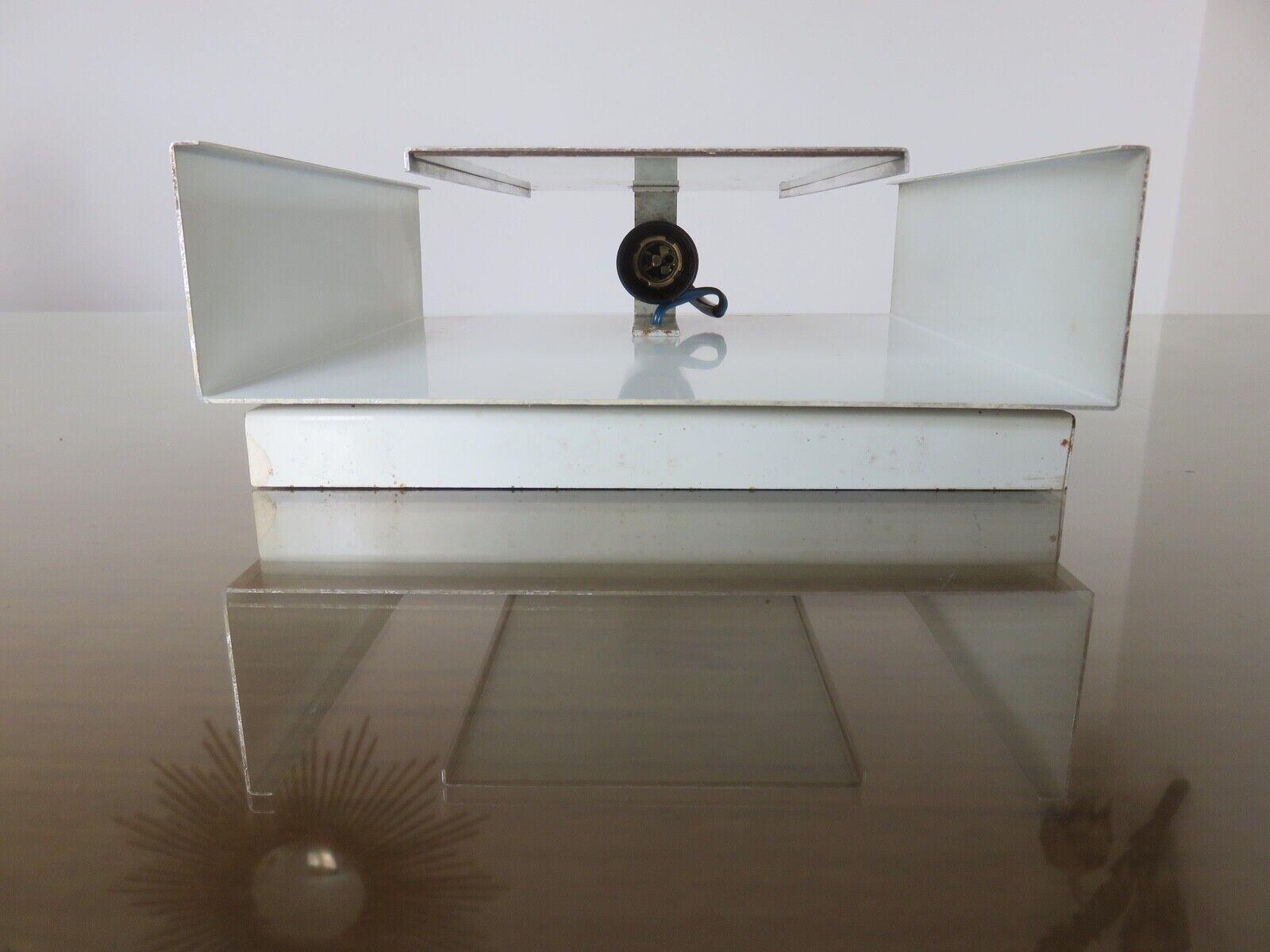 Series of 3 aluminum wall lamps, modernist, minimalist 70s