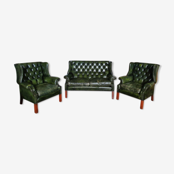 Chesterfield-type lounge 2 armchairs - sofa