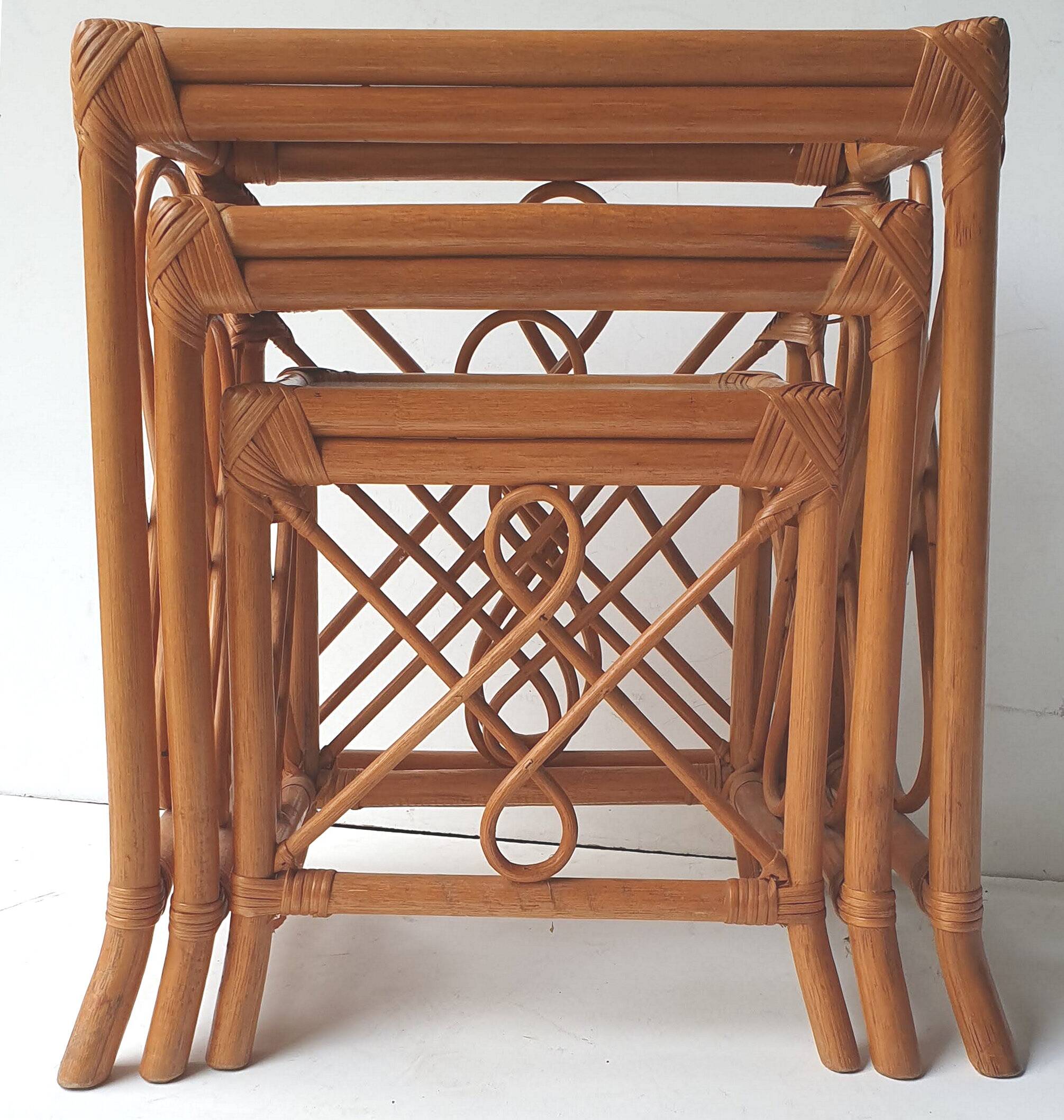 Rattan nesting tables
