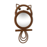 Owl rattan mirror, 46x22cm