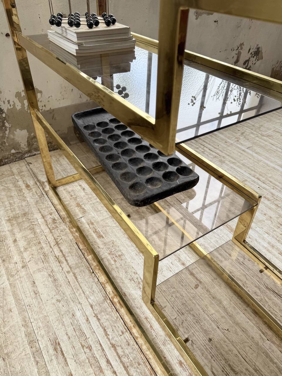 Brass shelf 1970 Belgo Chrom regency