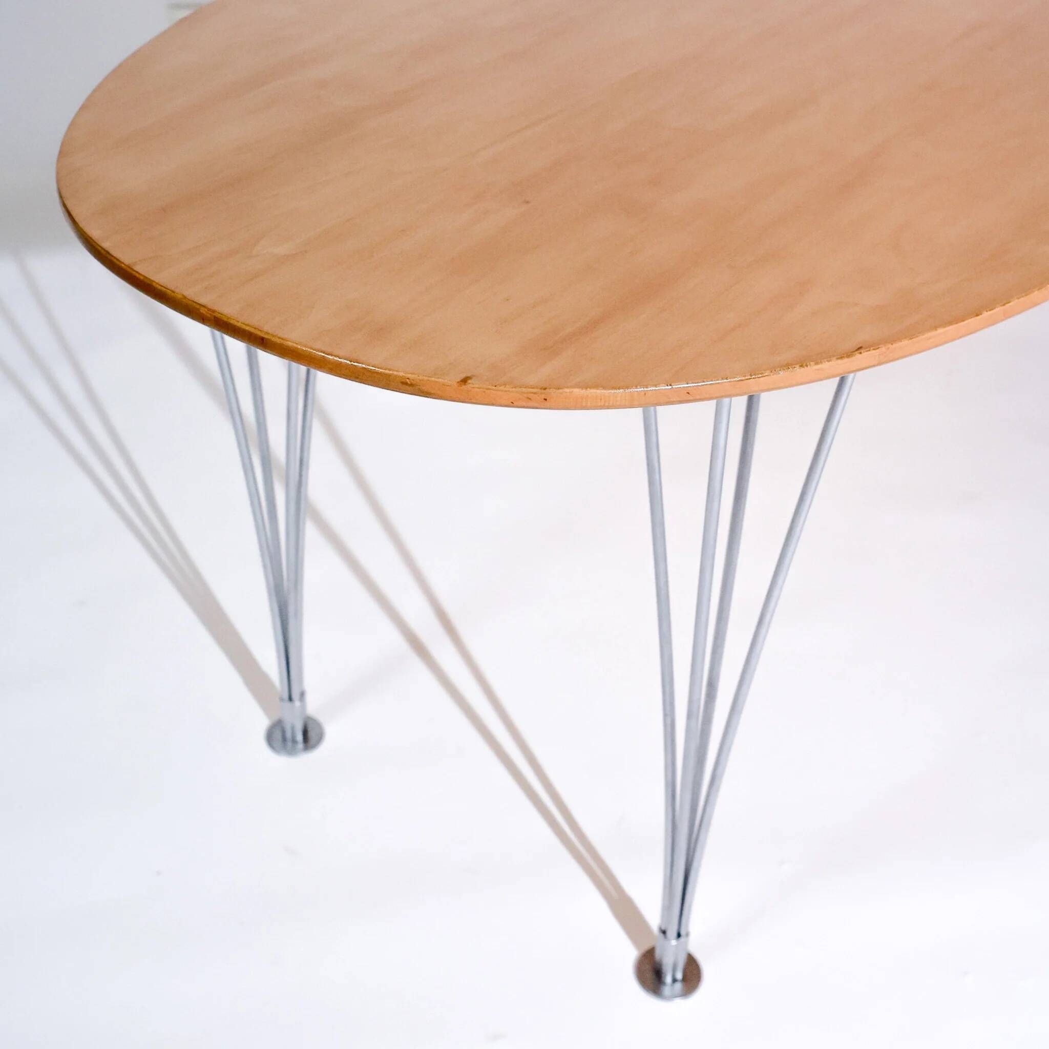 Vintage dining table Super-Ellipse by Piet Hein, Bruno Mathsson and Arne Jacobsen for Fritz Hansen, birch from Karelia.