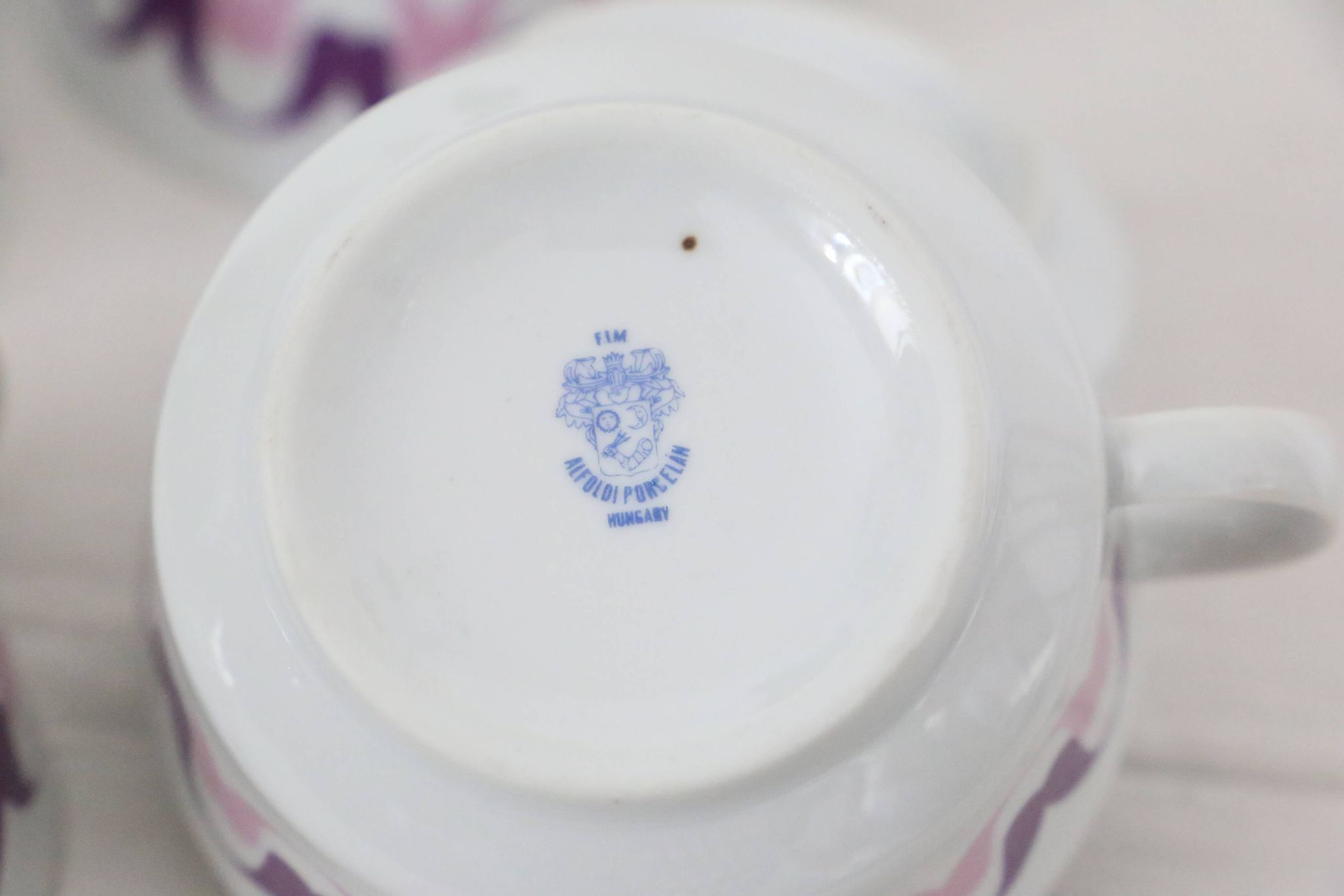Set of 6 cups in Alfoldi porcelain, vintage Hungarian