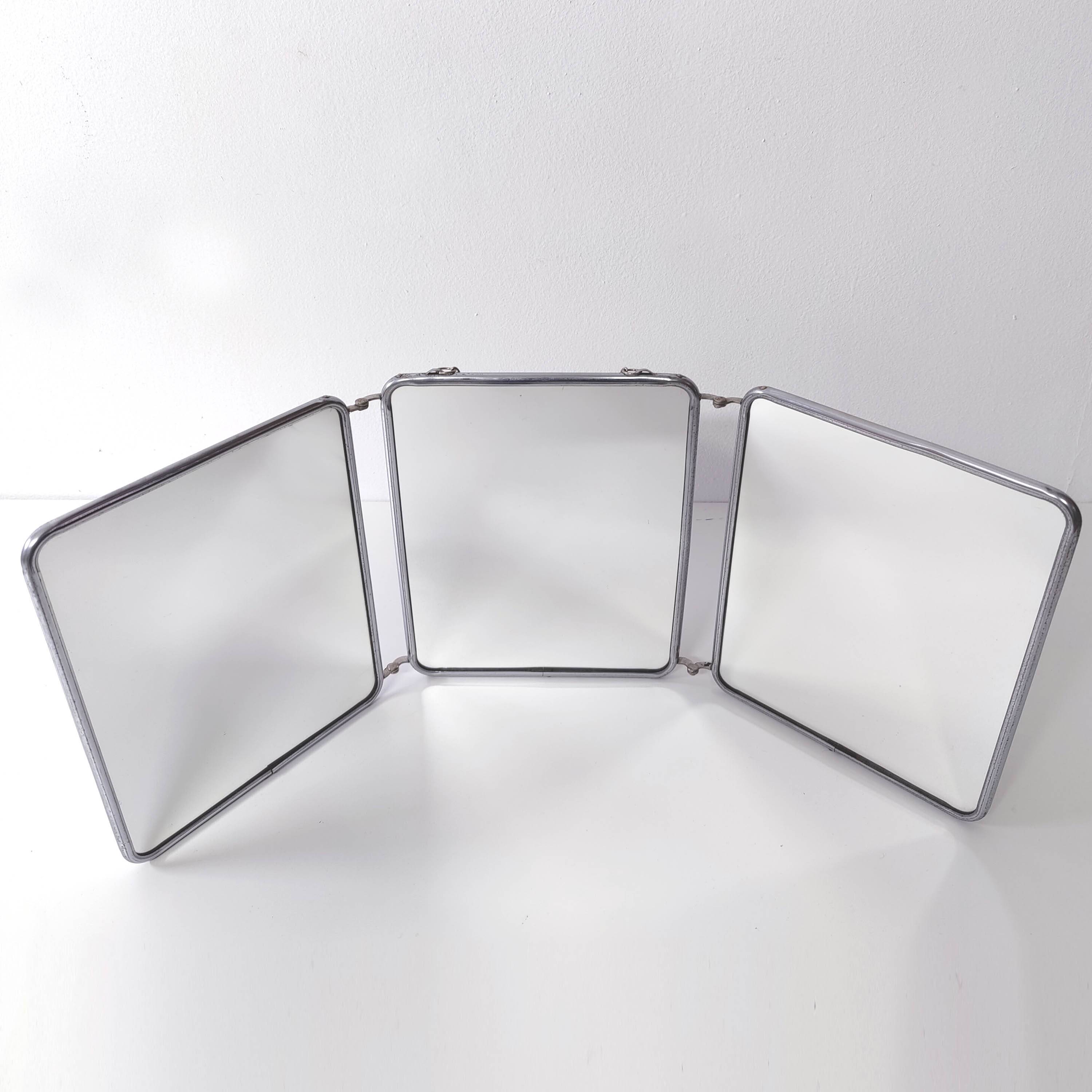 Triptych barber mirror 70x28cm