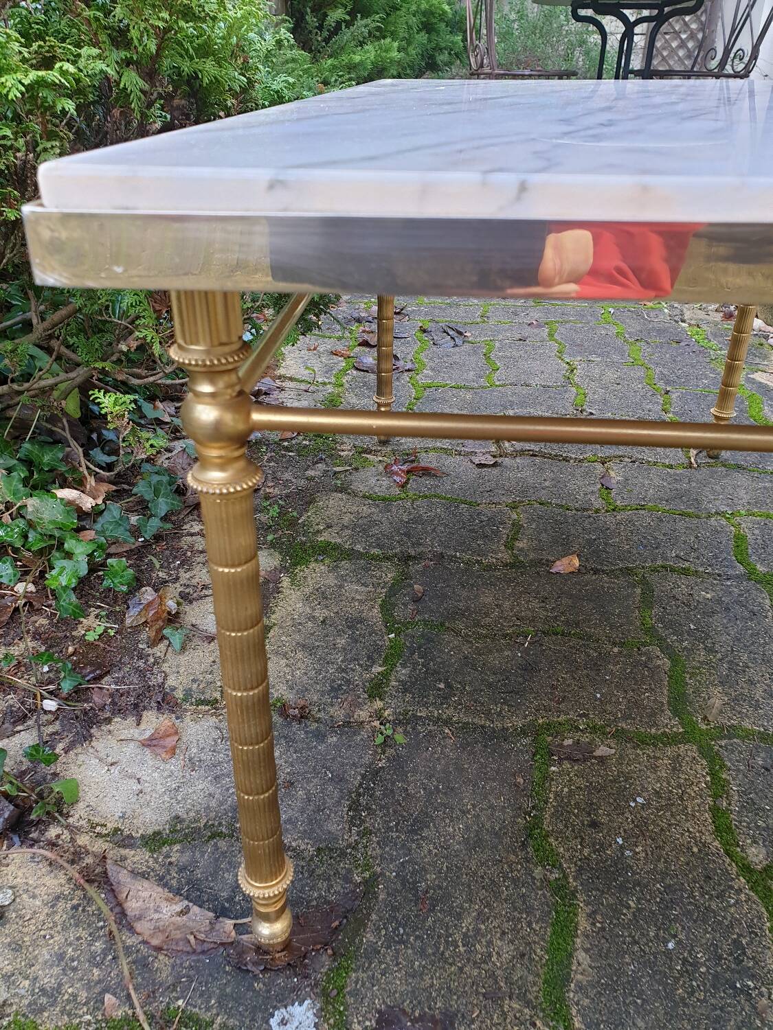 Louis XV marble and brass coffee table