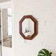 Miroir vintage octogonal en bois massif avec détails sculptés