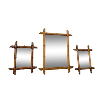 Set of 3 antique faux bamboo mirrors