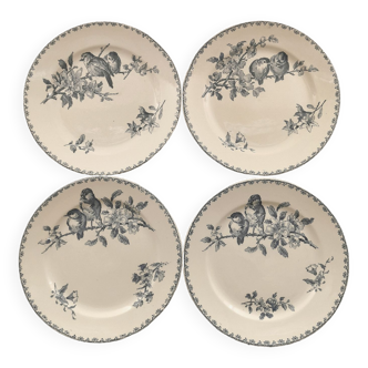 4 flat plates earthenware from Sarreguemines Favori Tbe