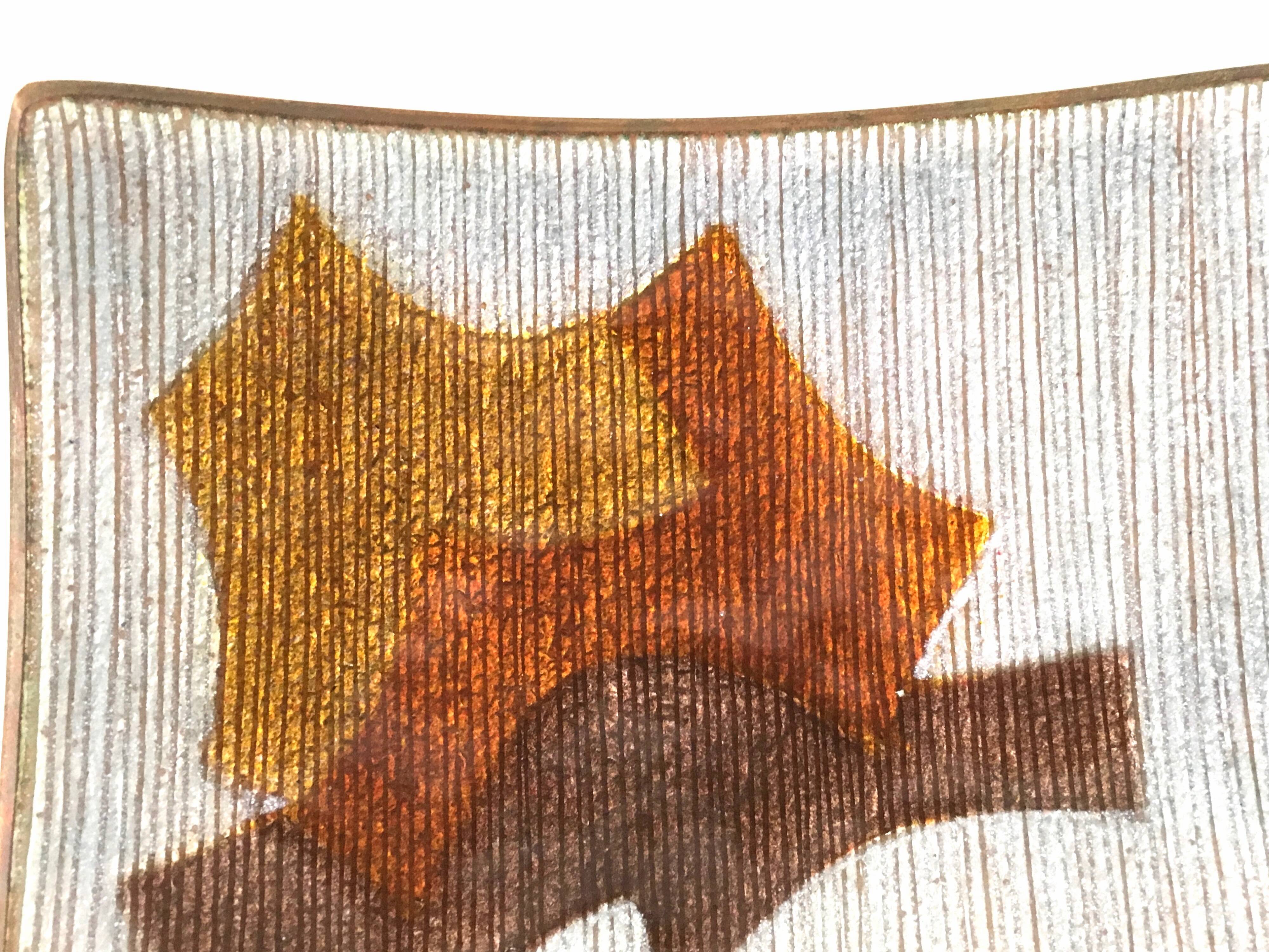 Brown and White Lacquered Copper Ashtray / Vide-Poche by Del Campo, Italy