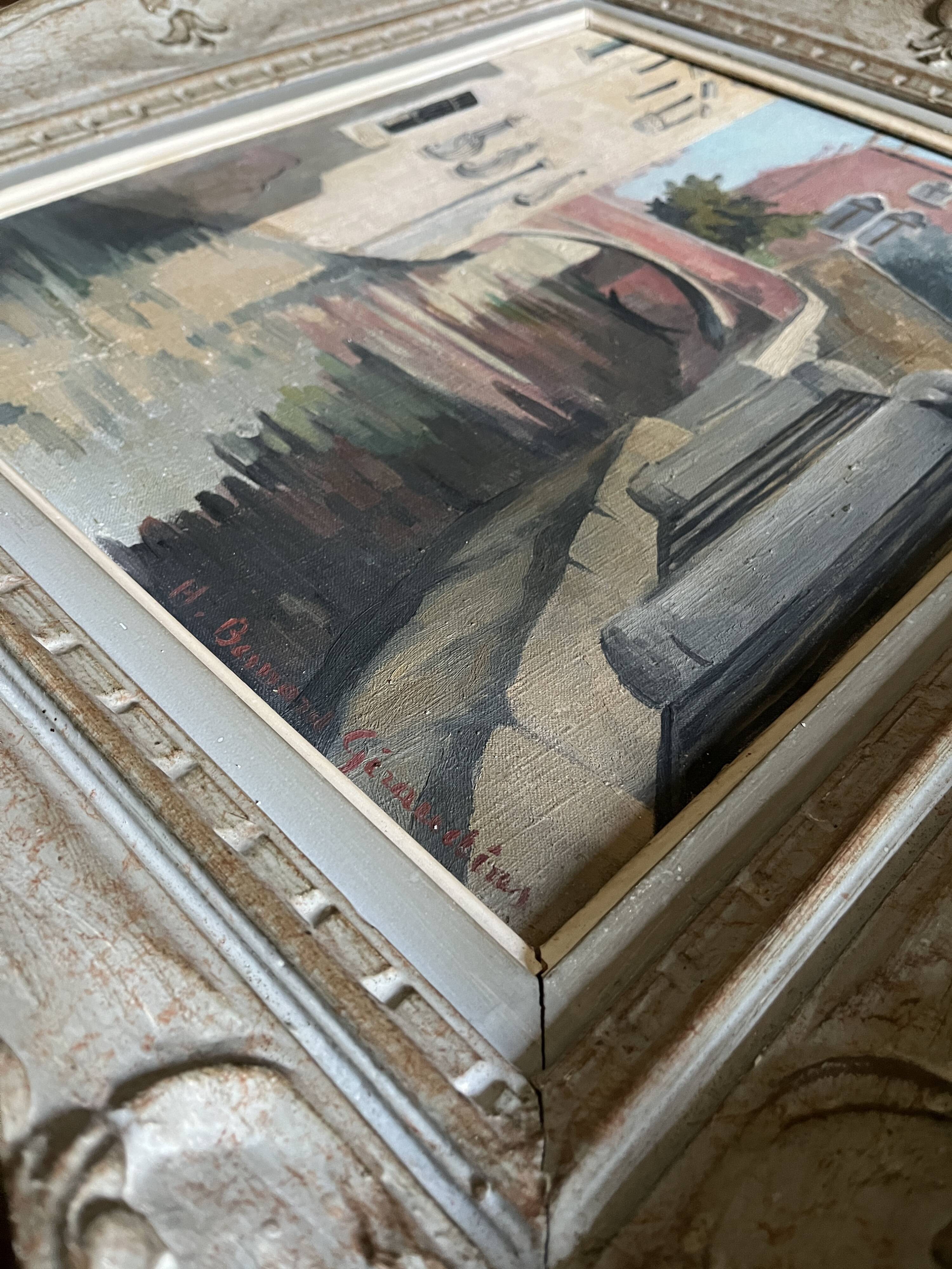 Table Hst Hélène BESNARD-GIRAUDIAS (1906-2003) Venice + frame
