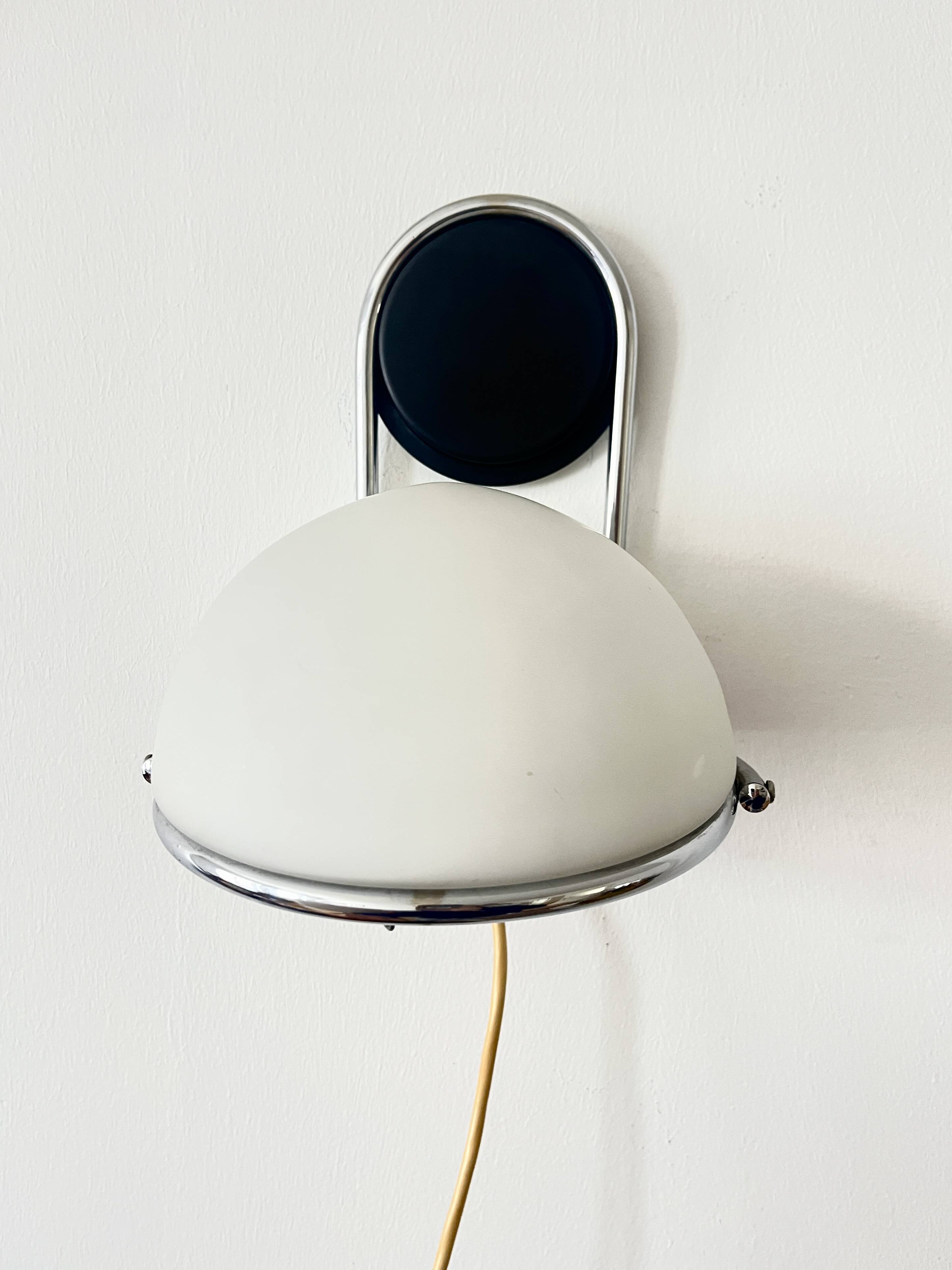 Vintage Space Age Wall Lamp Adjustable Chrome Glass, Italy, 1970s