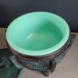 Engraved metal tripod ice bucket