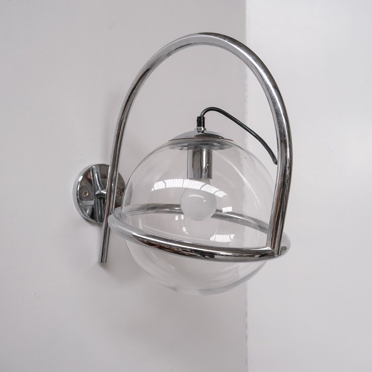 Chrome and clear glass mid-century kinkeldey wall light