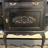 Blackened wooden display case, late 19th, early 20th century