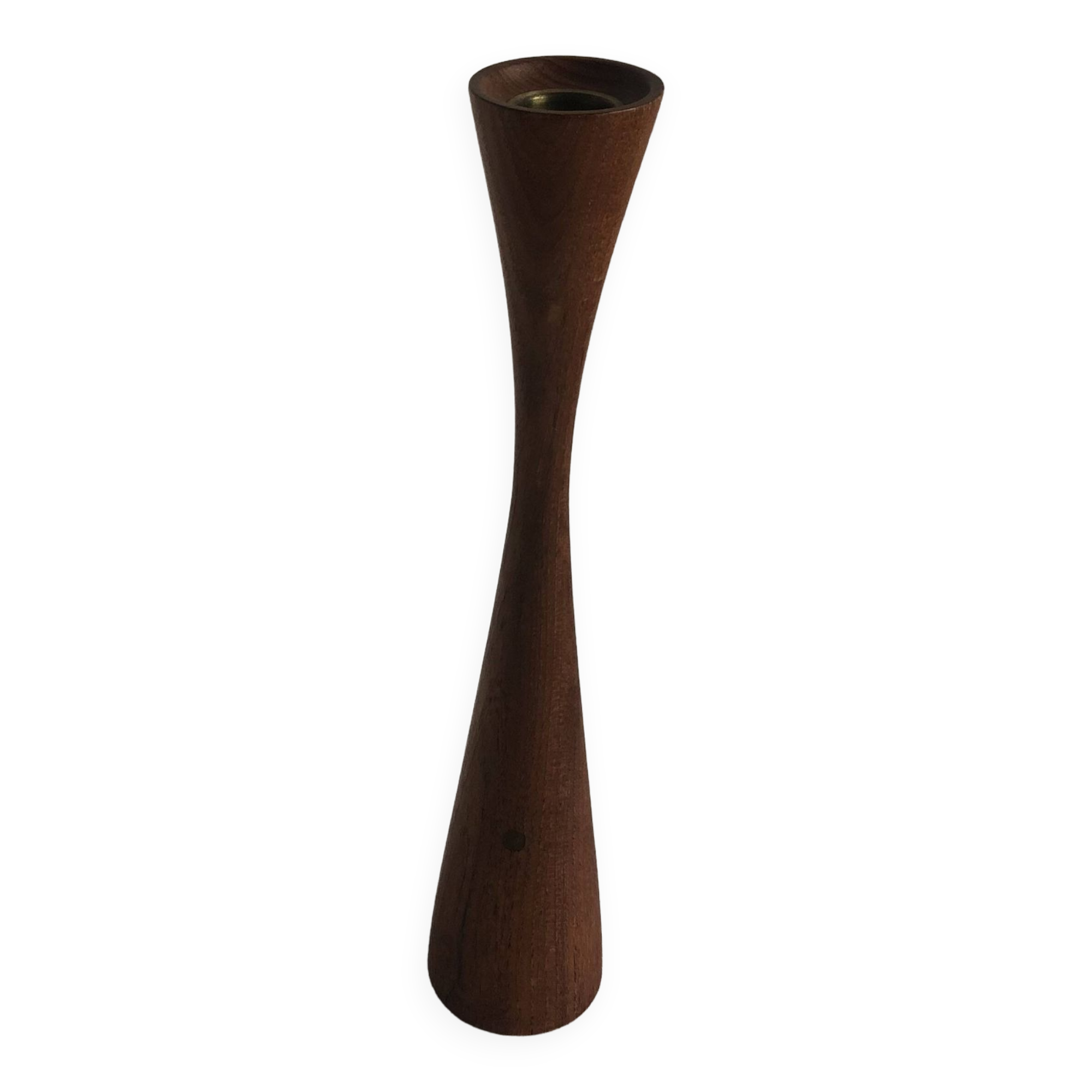 Vintage oiled teak wood candle holder, Scandinavian design