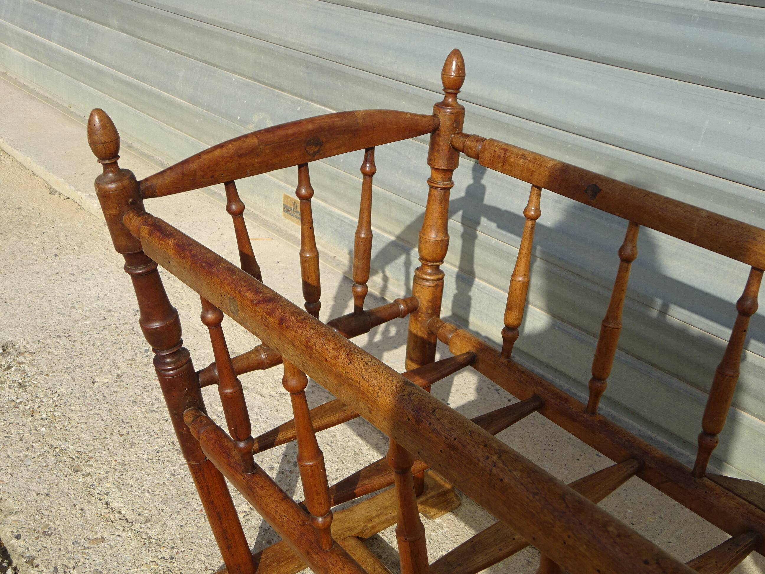 Old wooden cradle, all in walnut