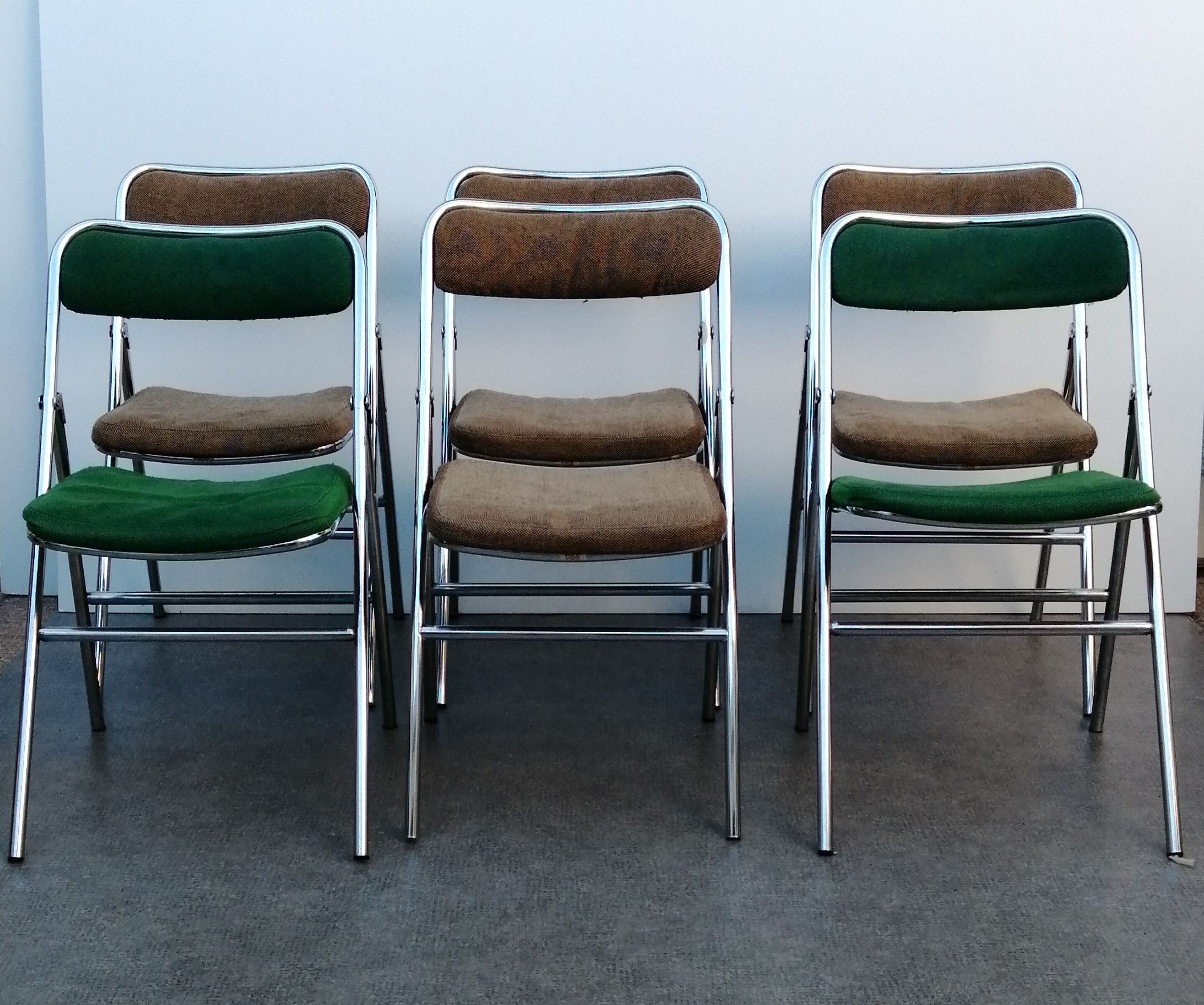 6 Erce Vintage folding chrome chairs 1970-80