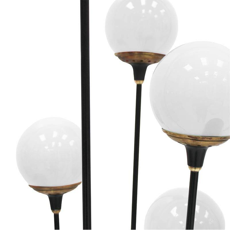 Mid Modern Stilnovo Floor Lamp, Black Iron & Marble, Italian Design, 1950s