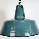 Large Industrial Petrol Enamel Factory Pendant Lamp, 1960s