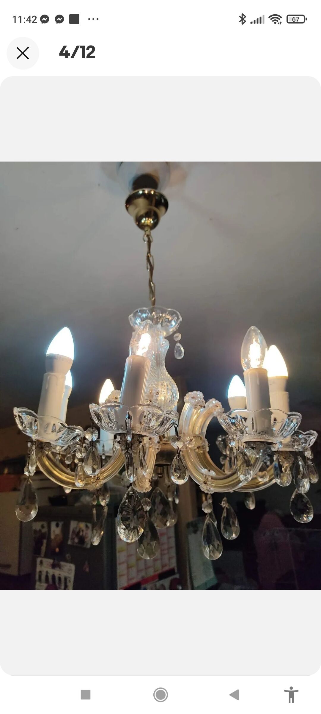 Old murano style chandelier in glass
